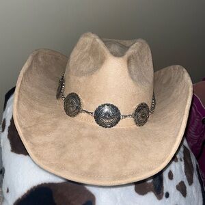 Taupe Western Cowboy Hat with Concho Hat Strap